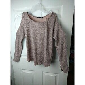 $ Boohoo Pink Heather Coldshoulder Pullover Top. Size 8